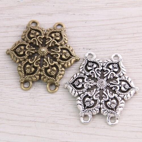10pcs 35*36mm New Product Two Color Zinc Alloy Hollow Flower Porous Connectors Jewelry Making DIY Handmade Craft