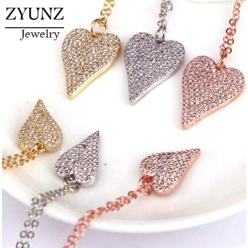 10PCS, Two size Luxury Heart Shape Necklace High Quality Cubic Zirconia Charm Big /small Pendant CZ Femal Fashion Jewelry