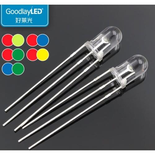 100PCS 5mm Round head two-color transparent fog co negative and co positivelight-emitting diode DIP LED
