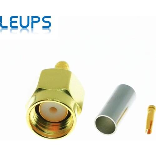 100PCS RP-SMA Male (Female Pin) Jack Crimp for RG316 RG174 LMR100 Cable RF Connector