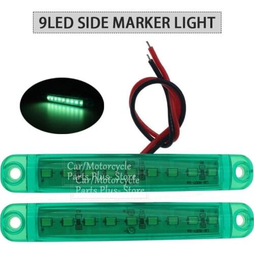 2x 9LED Bus Truck Trailer Truck 24V LED Lights Side Marker Light Waterproof Green LED Light Tail Indicator Parking Light