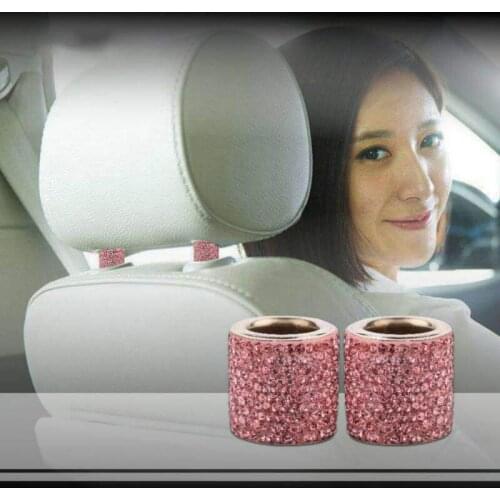 2pcs Car Headrest Collar Diamond Bling Rhinestone Crystal Car Seat Headrest Collar Decor Charms Car Interior Accessories
