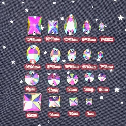 50Pcs Mixed Size Symphony Flatback Diamond Crystal Ab Rhinestones DIY Teardrop Butterfly Glass Stones Sew On Clothing Dress