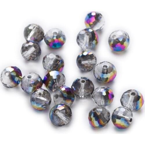 50 Piece Gray AB Color 96 Cut Faceted Crystal Glass Spacer Beads For Handmade Bracelet Necklaces DIY Jewelry Making 6-10mm