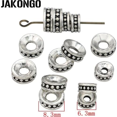 80pcs Antique Silver Plated Round Spacer Beads for Jewelry Making Bracelet Loose Beads DIY Handmade Accessories