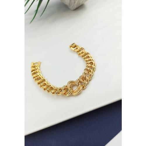 ÇLK Accessories Gold Plated Small Ring Uzayyolu Bracelet Gold B800