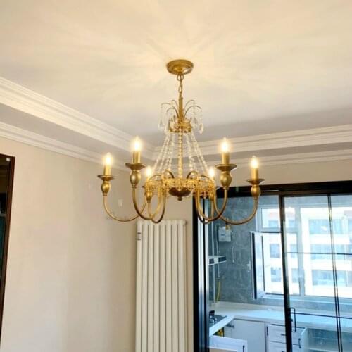 America Kitchen Traditional Chandelier crystal fixture lighting dining room E14 led lustres de cristal hotel study wedding light