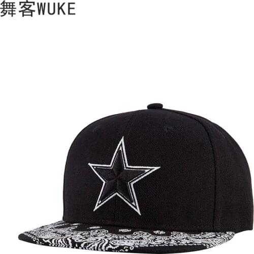 New Flat Brimmed Cap European and American Fashion Embroidery Hat Five Pointed Star Baseball Cap Men Caps for Men