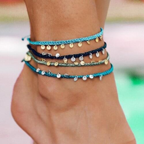 Outer banks multicolor braided anlet set for women bohemia multilayer anklet bracelet summer beach