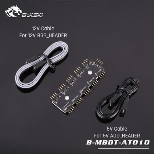 Bykski B-MBDT-1TO10, Motherboard Aura Hubs, 3Pin/4Pin Motherborad Aura Interface 1 To 10 Hub
