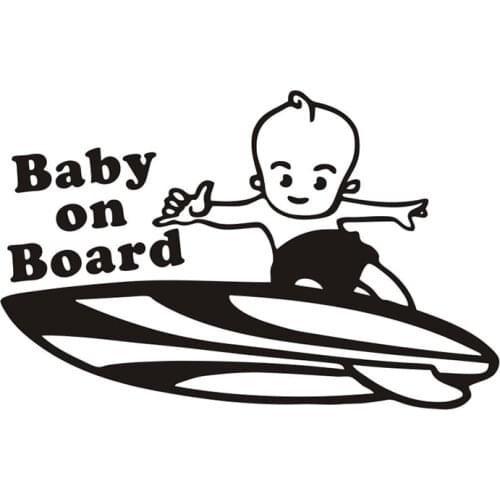 10x16cm Surf Baby on Board Boy Vinyl Car Sticker Funny American Surf Hawaii Decal Safety Window Bumper Waterproof TA047