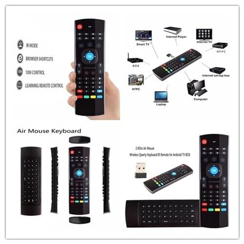 For Smart TV TV Box T95Z Plus/X96 Mini Projector Updated 2.4G Air FMouse MX3 Wireless Remote Control Wireless Qwerty Keyboard