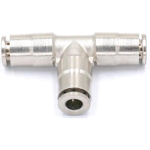 Fit Tube O/D 4mm Pneumatic Nickel Brass Tee 3 Way Push In Connector Union Quick Release Air Fitting Plumbing