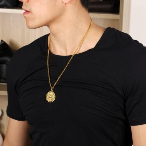 GorGor Simple Exquise Christian Prayer Hand Round Brand Scripture Originality Statement Titanium Steel Pendant Necklace 1456