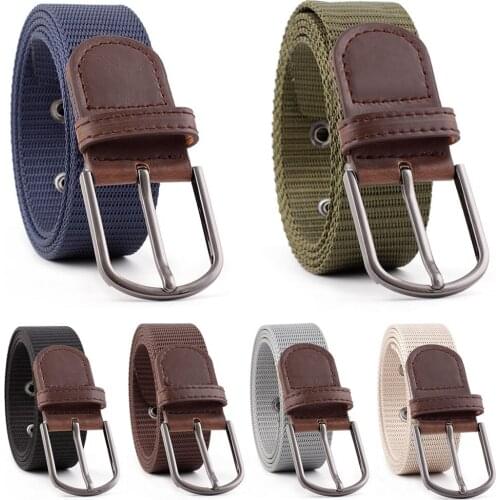 Men Women Belt Classic Pin Buckle Belts Braided Canvas Waistband Jeans Decor BLTYN0340