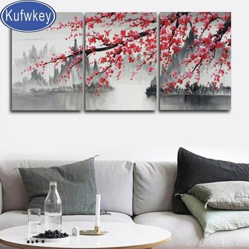 Full square round drill diy diamond painting China Plum Flowres 5d diamond mazayka diamond embroidery Landscape home decor