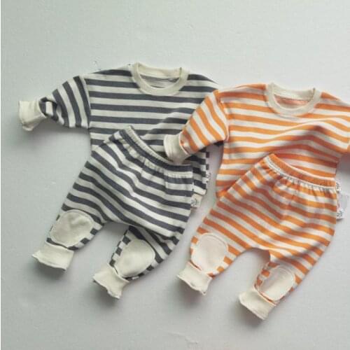 Kids Loose Stripe Sweatshirts Pants Fashion Autumn Boys Clothes Sets Cotton Baby Girls Clothing Suit Toddler Girl Outfits