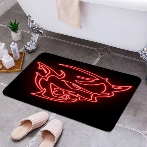 Demon Neon Sign Carpet Areas Rug Non-slip Floor Mat Rug 3D Printing Living Room Bedroom Door Mat Home Decoration