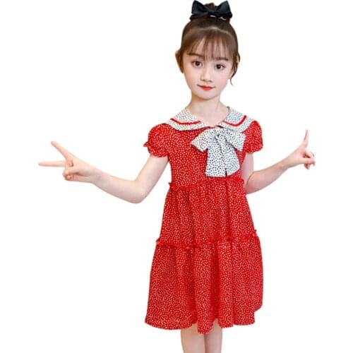 Girl Summer Dresses Big Bow Girls' Dresses Dot Pattern Children Party Dresses Patchwork Girls Costumes Kids