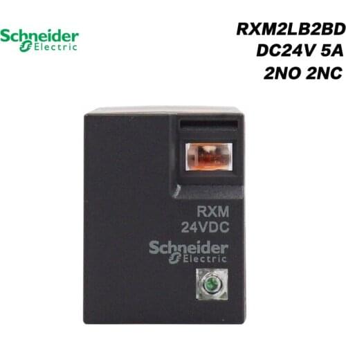 Schneider Electric 24VDC 5A Coil Mini Small Relay LED 8 Needles Pin 2NO2NC RXM2LB2BD Intermediate Relay Low Power Relay 5A 2O/C