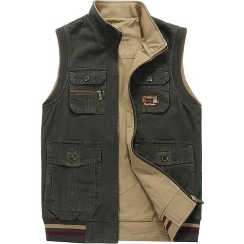 Plus Size 7XL 8XL 9XL Outwear Military Vest Men Cotton Casual Multi Pocket Vest Men Photographer Shooting Waistcoat Coat Hombre