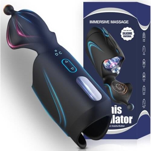 Male Masturbator for Men Penis Delay Trainer Electric Pulse Vibrator Automatic Oral Climax Glans Massager Pussy Sex Toys for men