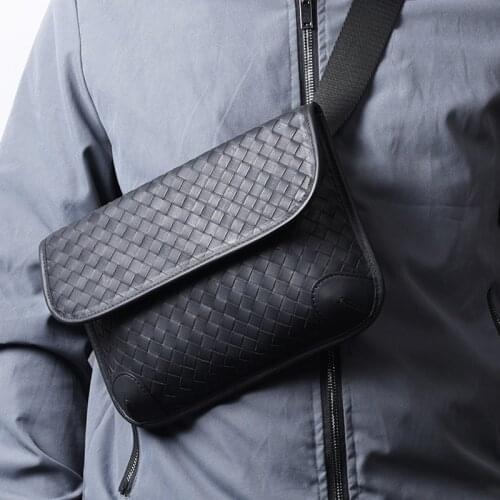 JIABV Mens Chest Bag Backpack Shoulder Bag Crossbody Sling Belt Bags Leather Woven 2021 New Designer Male Small Size Cross Body