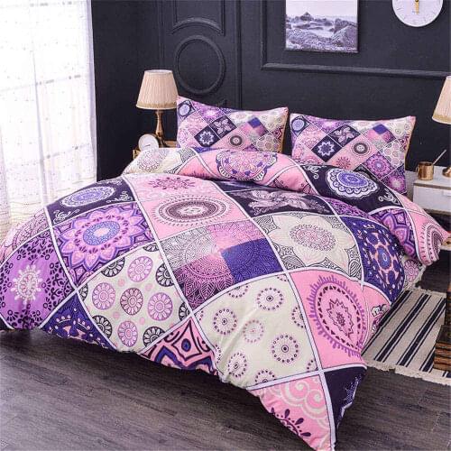 ZEIMON Soft Home Textiles 2/3pcs Polyester Geometric Mandala 3D Pattern Duvet Cover With Pillow Case For Bedroom Decor
