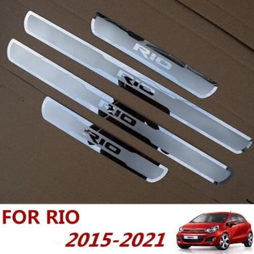 New Rio Car Stainless Steel Door Sill Scuff Plates for New KIA RIO 2015-2021 EU RIO X Line