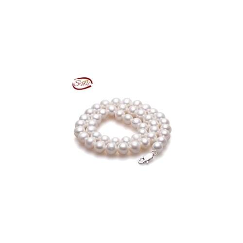 Natural jewelry Nobility Womans 9-10mm Freshwater Natural Pearl Necklace Casual 8mm new Pearl 18" 925 hook jewelry