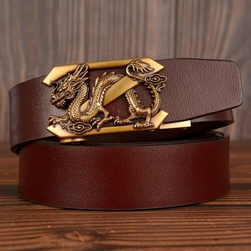 New Genuine Leather Men Designer Belt Z Dragon Automatic Buckle Ratchet Dress Belts for Men Causal Jeans Luxury Brand Jeans Belt