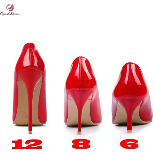 Original Intention Women Heels Pointy Toe Stiletto High Heels 6/8/12CM Pumps Dress Wedding Work Basic Shoes Woman Big Size 33-47