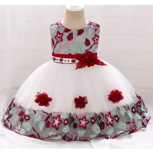 Infant Baby Girl Dress Tulle Baptism Dresses for Girls 1st Year Birthday Beading Lace Appliqued Party Wedding Prom Kids Clothes