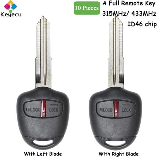 KEYECU Replacement Remote Car Key - 2 Buttons & 433MHz Frequency & ID46 Chip - FOB for Mitsubishi Outlander L200 Shogun Lancer