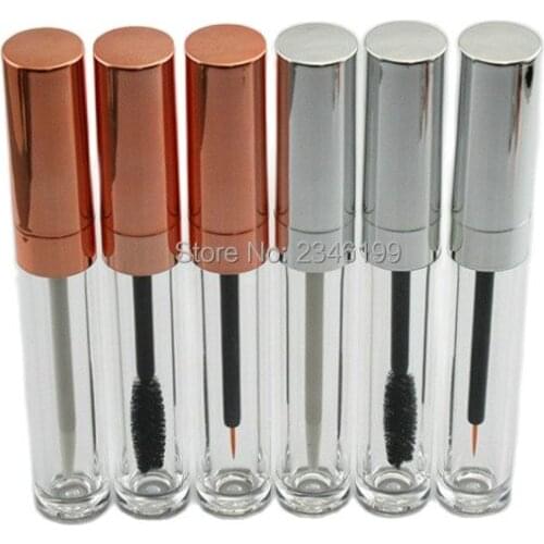 Empty Eyeliner Tube 6ml Empty Sliver Mascara Container Empty Transparent Lip gloss Tube Rose Gold Cover Eyeliner Container 50pcs