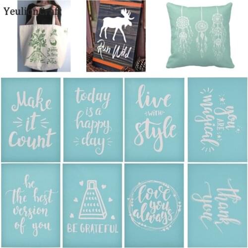 Chzimade Word Letter Printed Self-Adhesive Silk Screen Printing For DIY T-shirt Pillow Fabric Painting Paper Home Decoration