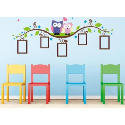Removable Cartoon Owls Branch Photo Frame Wall Art Sticker DIY Decal Home Decor декор для дома