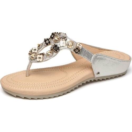 Rhinestone wedge heels flip flops women crystal sandals summer women slippers larger size outdoor flip flops women beach sandals