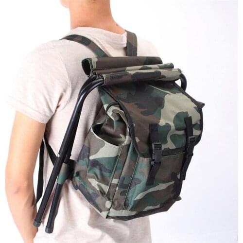 Foldable Backpack Camouflage Oxford Cloth Metal Tube Portable Equipment fishing chair Large Capacity Portable Foldable Stool