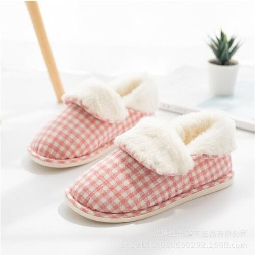 Autumn/Winter Bag-Heel Cotton Slippers Flip-Up Home Slippers Thick-Soled Warm Confinement Shoes Non-Slip Indoor Shoes Women