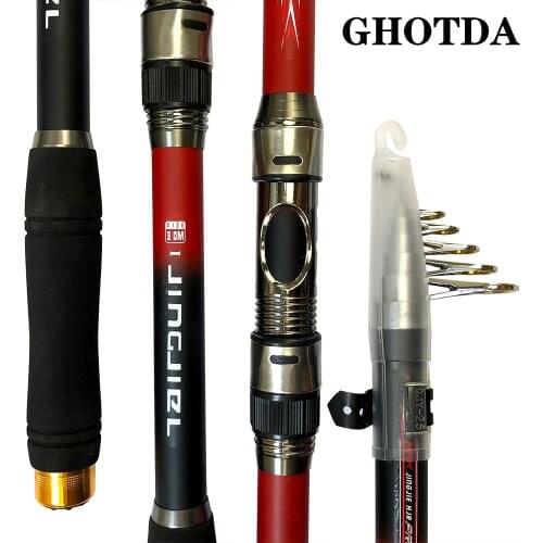 GHOTDA High Carbon Fiber Telescopic Fishing Rod Portable Spinning Fishing Rod Pole Travel Sea Boat Rock Fishing Rod