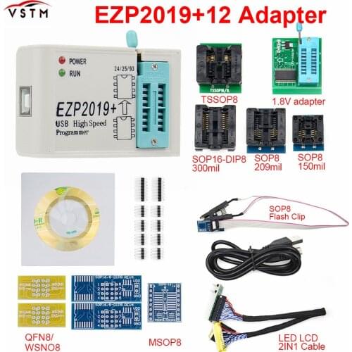 New Version EZP2019 High-speed USB SPI Programmer ezp 2019 with 12 Support24 25 93 EEPROM 25 Flash BIOS Chip+7 Socket Hot Sales