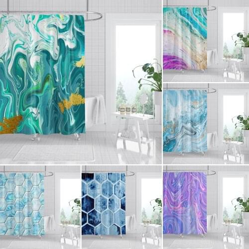 Shower Curtains Multicolored Marble Texture Landscape Bathroom Curtain Modern 3D Printing Polyester Bath Curtains With Hooks