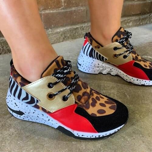 Women Sneakers 2020 Autumn Casual Shoes Fashion Contrast Color Leopard Sport Shoes Ladies Chunky Sneakers Female Platform Shoes