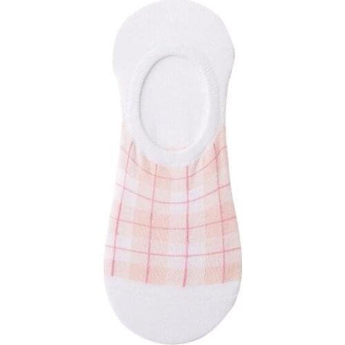 Women Fashion Invisible Non-slip Cotton Socks Flamingo Checked Print Ankle Boat Socks Girls Birds Plaid Socks 3/6 pairs /lot