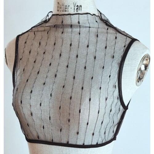 Perspective short fake collar womens wild Elegant Sleeveless Casual Shirts sweaters stand collar Perspective half-high collar