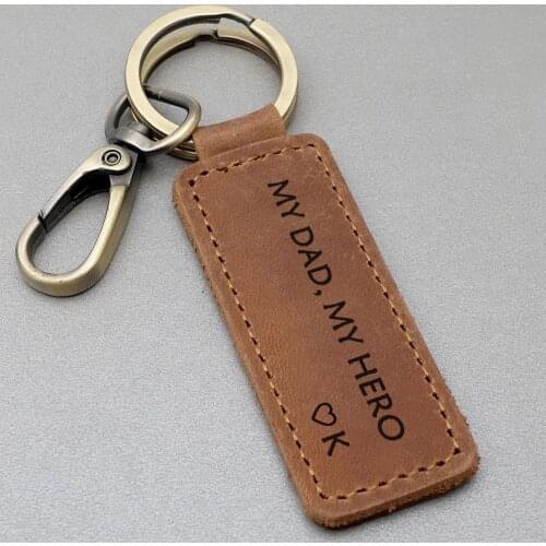 Personalized Leather Keychain Gift for Him Free Gift Box Handmade Keyring Purse Keychain Fathers Day Gift