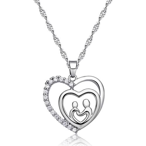 Heart Necklace Lady Colorful Pendant Necklace Mom Fashion Pendant Bag Fashionable Beautiful Lady Charm Pendant Jewelry Gift