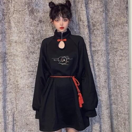 Fashion Harajuku Clothing Japanese Style Women Kimono Dress Vintage Black Gothic Clothes Woman Japan Robe Blouse Asian FF3312