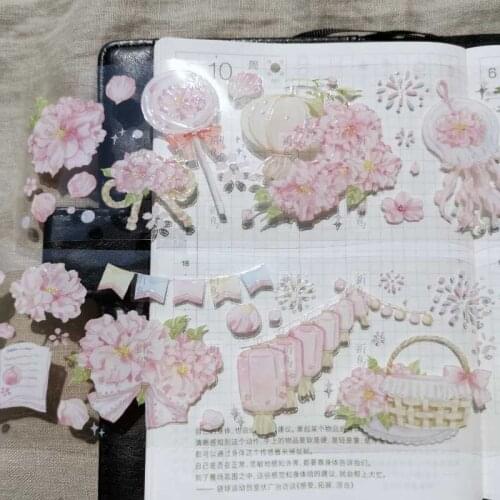 1 Loop 6cmx100cm Evening Cherry Washi Tape Prelude Journal Paper Stage Crystal Pet Collage